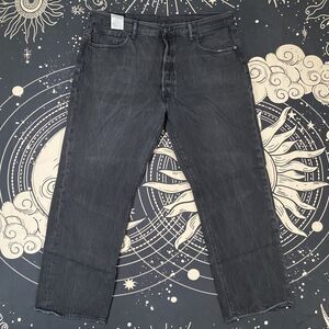 Levis 501 Buttonfly Jeans Mens 40x28 Black Faded Casual Outdoor Grunge
